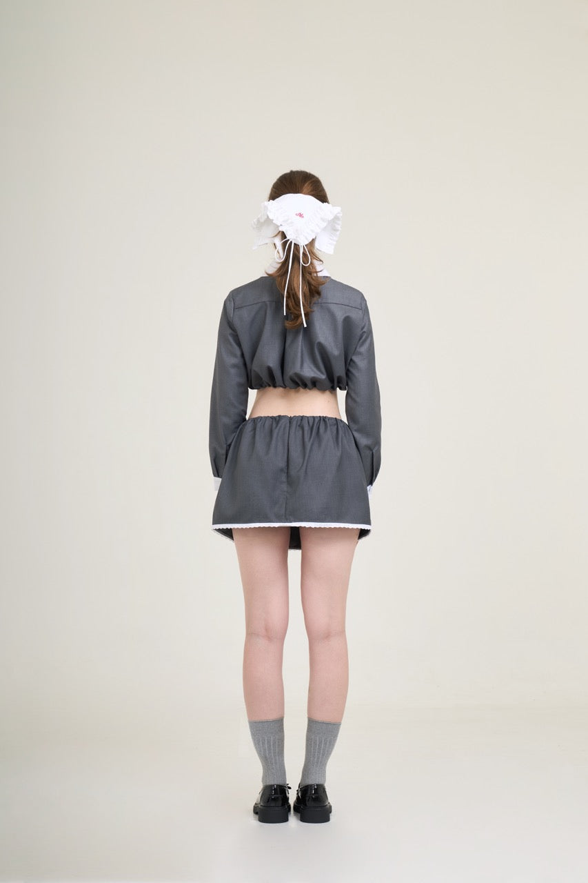 Waffle Cropped Shirt Grey