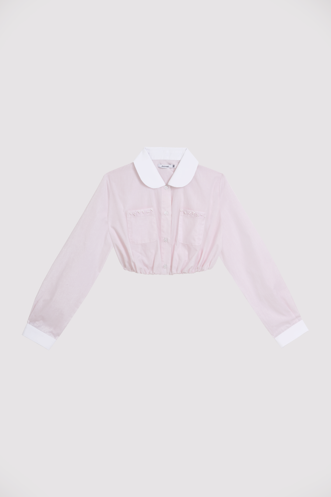 Waffle Cropped Shirt Pink