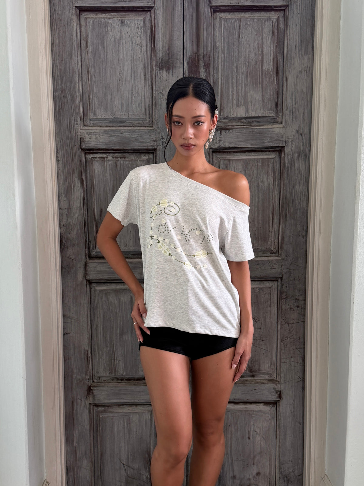 Malai Off Shoulder Relaxed Tee