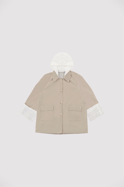 Daisy Trench Coat with Lace Cuffs & Detachable Hood