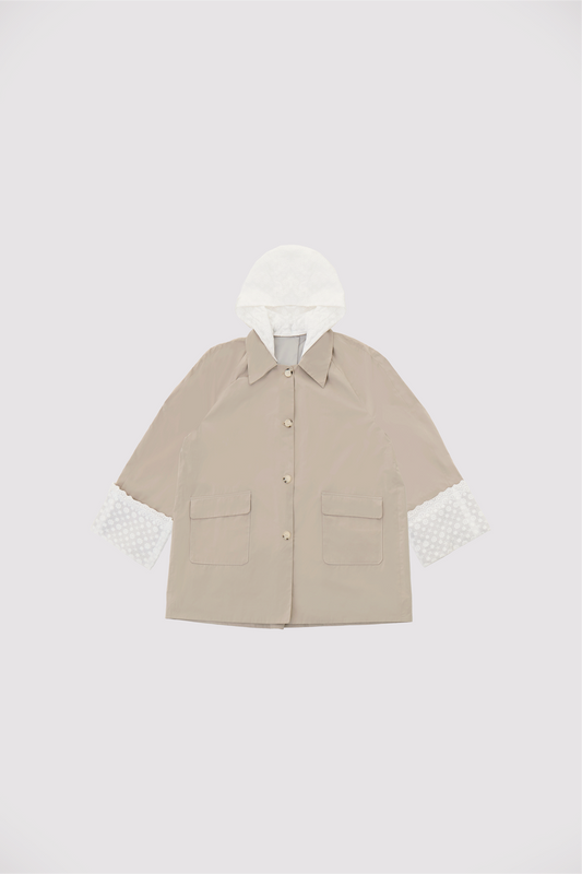 Daisy Trench Coat with Lace Cuffs & Detachable Hood