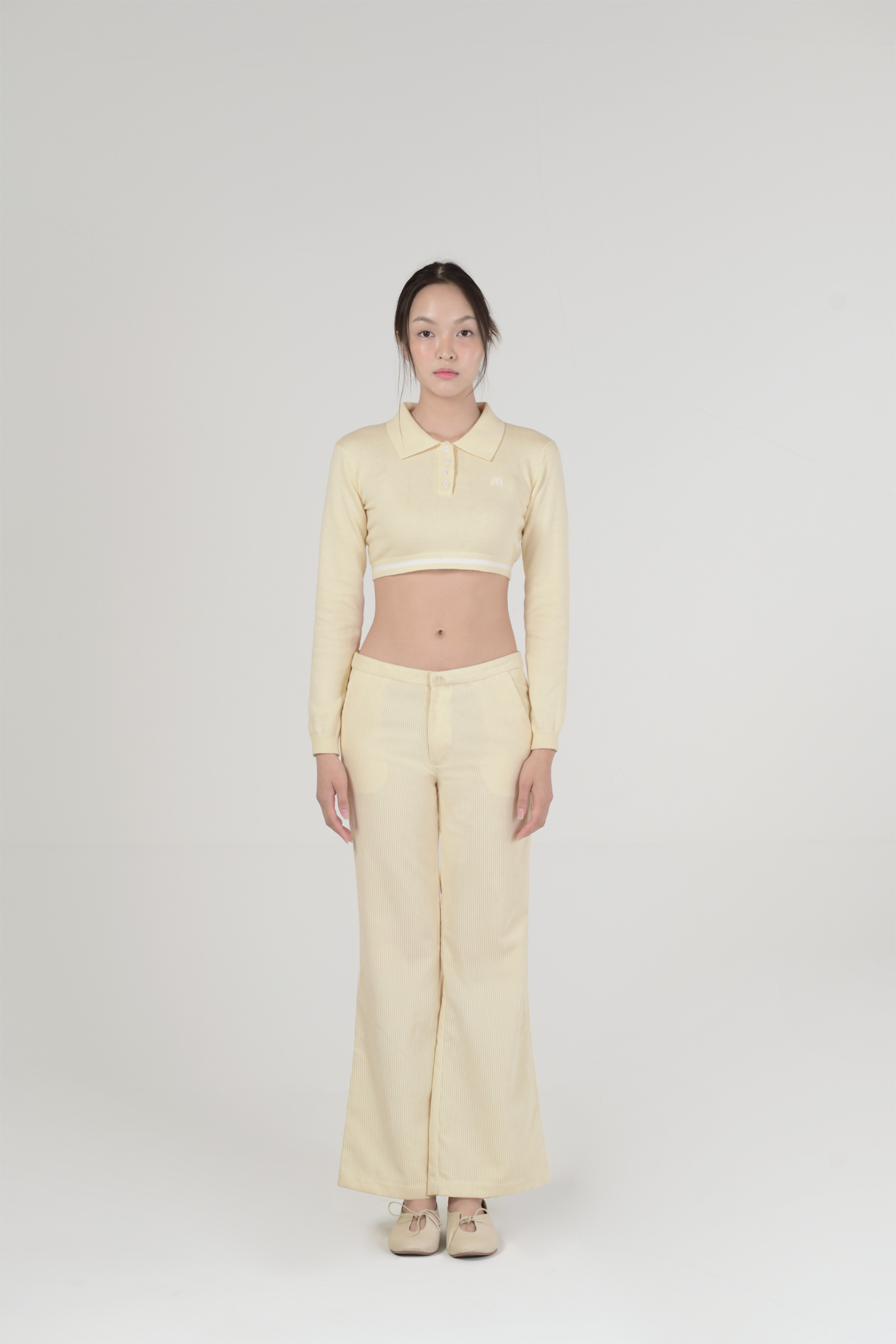 Neve Cropped Knit Polo Butter