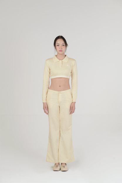 Neve Cropped Knit Polo Butter