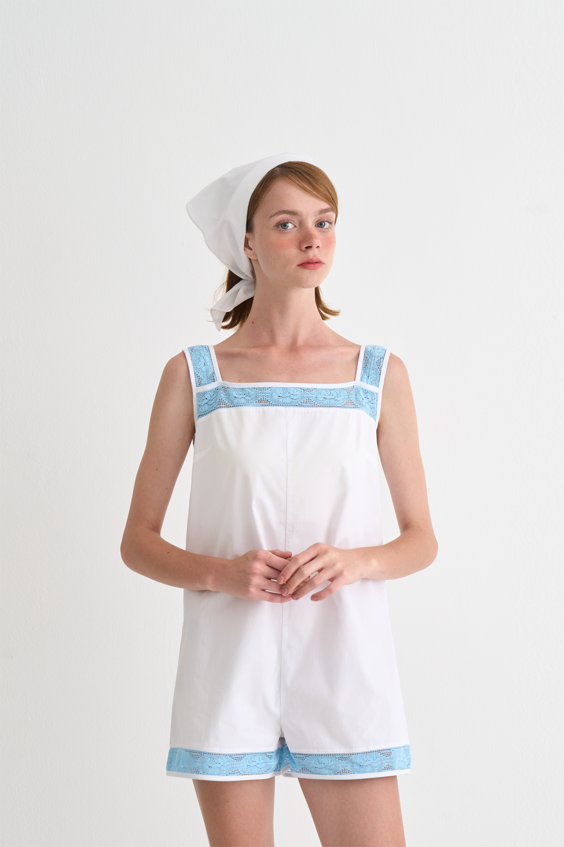Ophelia Cotton Playsuit Sea Salt