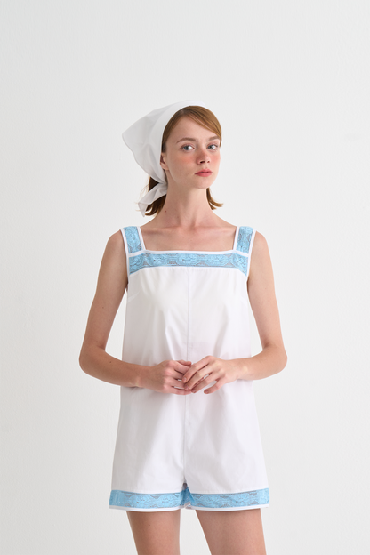 Ophelia Cotton Playsuit Sea Salt