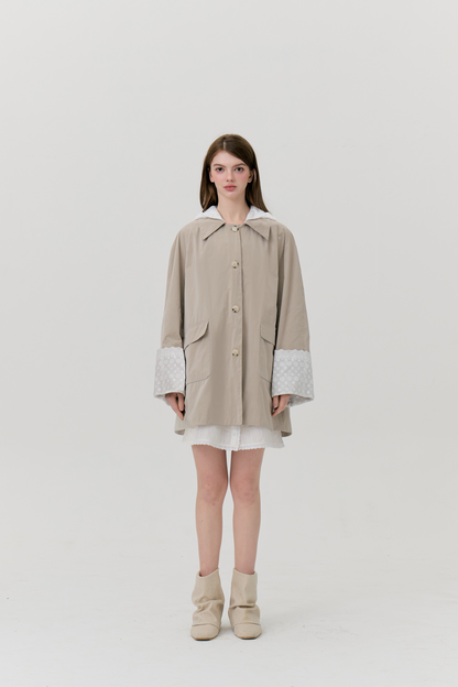 Daisy Trench Coat with Lace Cuffs & Detachable Hood