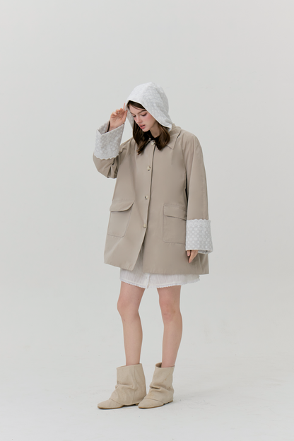 Daisy Trench Coat with Lace Cuffs & Detachable Hood