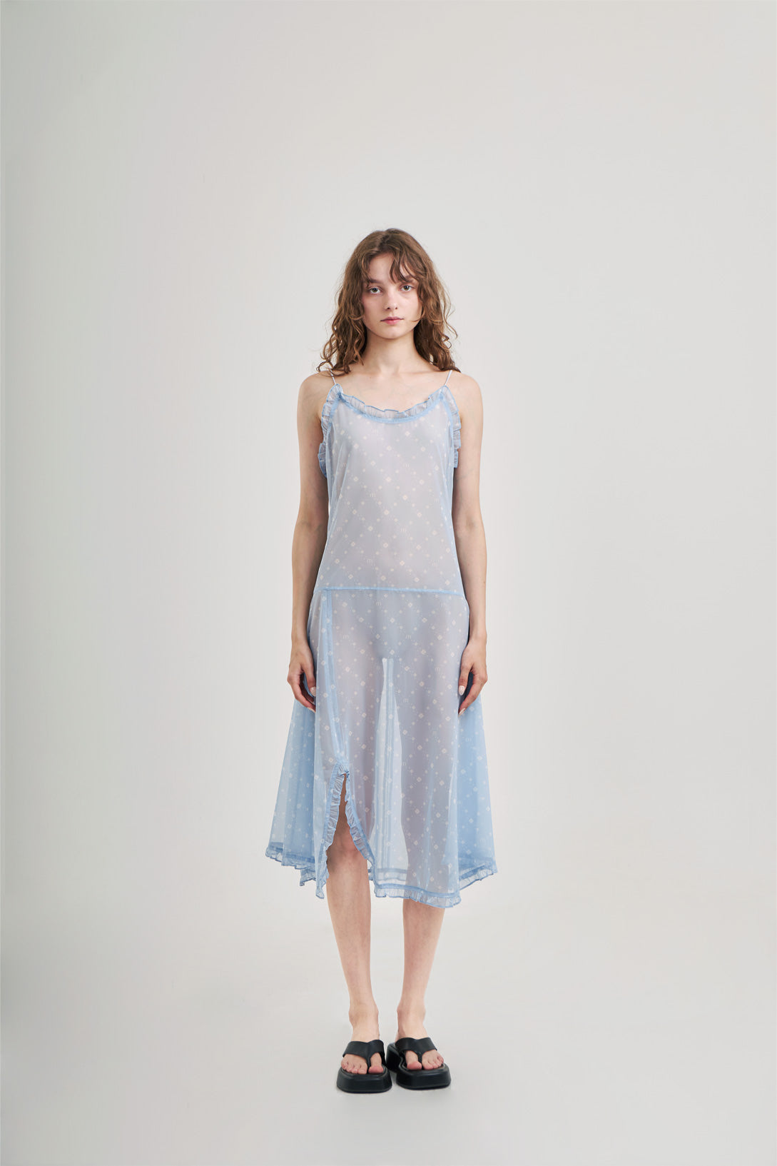 Augury Mesh Dress Powder Blue