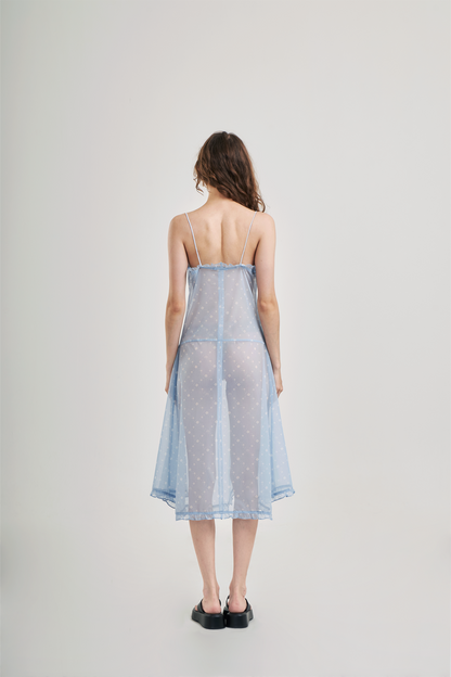 Augury Mesh Dress Powder Blue