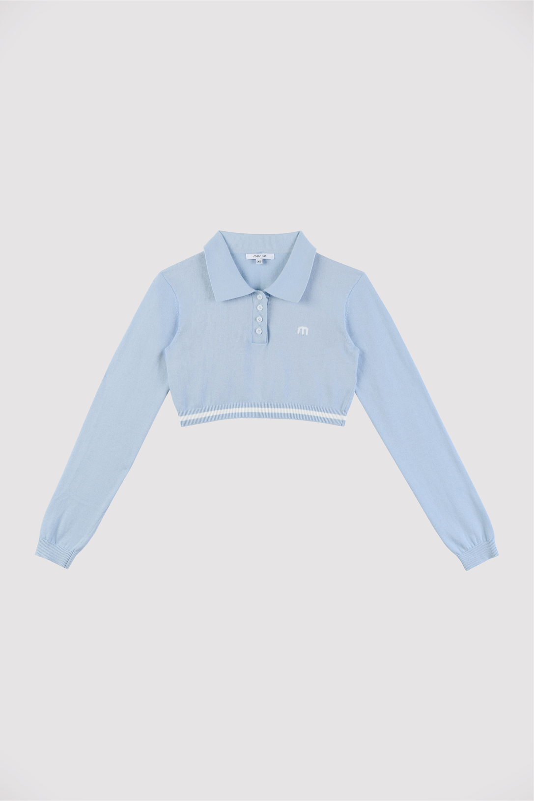 Neve Cropped Knit Polo Blue