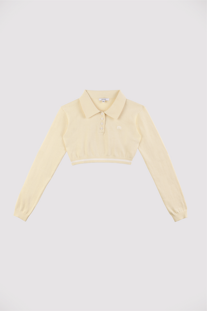 Neve Cropped Knit Polo Butter